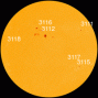 Sunspot AR3112 has a delta-class magnetic field that poses a threat for X-class solar flares. [Photo courtesy of NASA SDO/HMI]