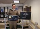 Greg Charvat, N8ZRY, in the ARRL Headquarters lobby with his Homebrew Challenge III entry.