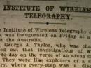 In 1910, the <em>Sydney Morning Herald</em> reported on the first meeting of the Institute of Wireless Telegraphy of Australia -- later, the Wireless Institute of Austraila (WIA).
 