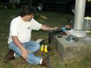 Joe Cupano, NE2Z, operates QRP CW into the Flag Pole, right at its base using batteries. First contact was with North Carolina.